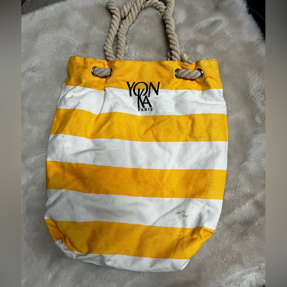 YONKA Paris Striped Canvas Beach Bag